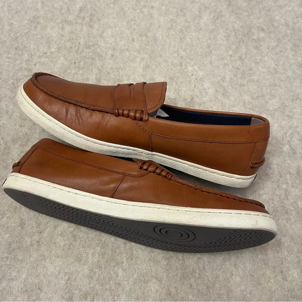 Cole Haan Nantucket Brown Leather Slip On Penny Loafers Rubber Sole Mens Size 11